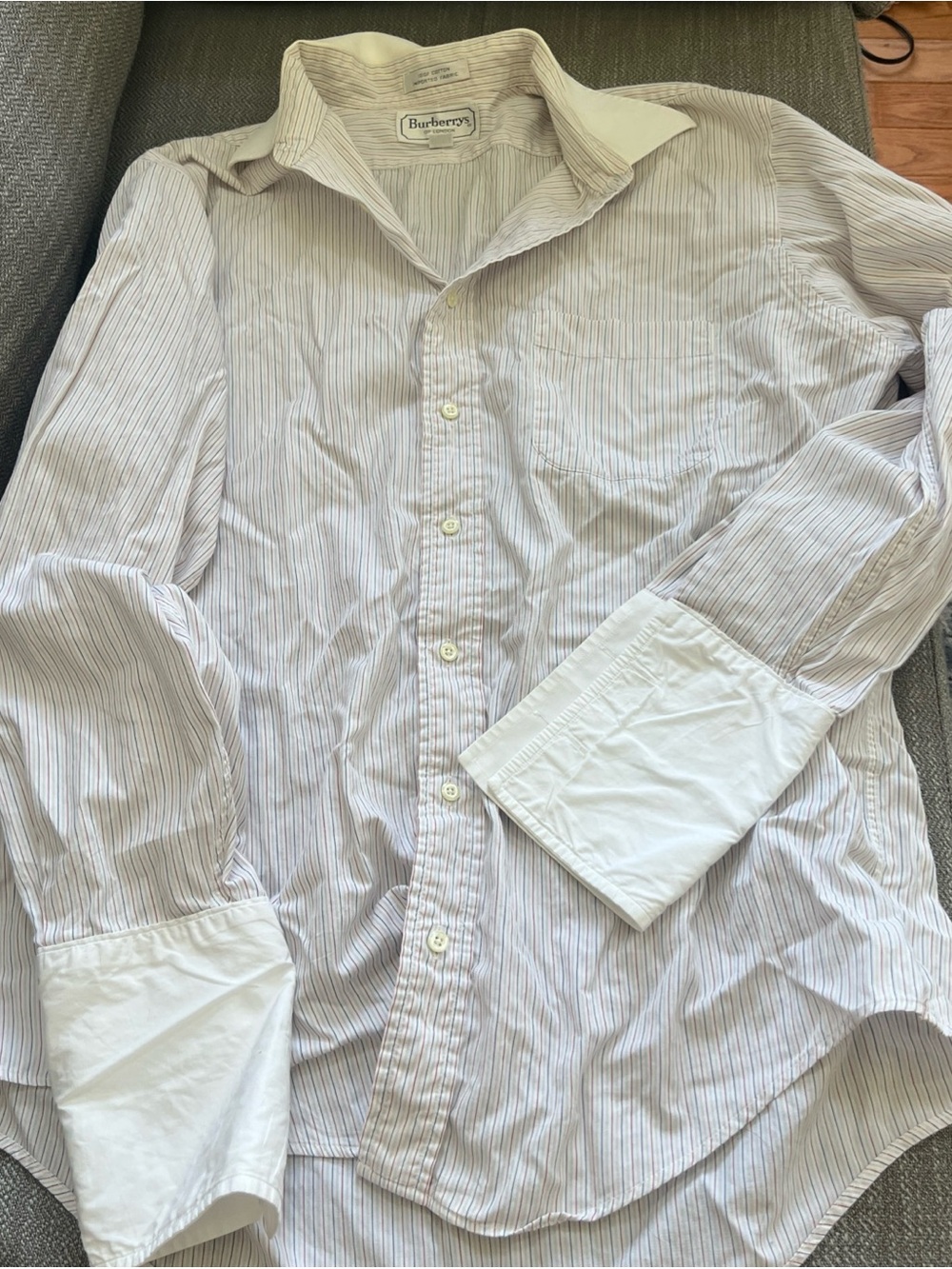 Burberry London Men's Size 16.5 34 Long Sleeve Button Up Shirt Cotton Red Blue
